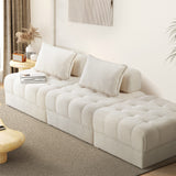 Oikiture 3 Seater Boucle Modular Sofa & Ottoman Set Armless White - Low Angle