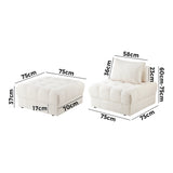 Oikiture 4 Seater Boucle Modular Sofa & Ottoman Set Armless White
