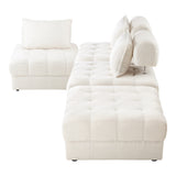 Oikiture 4 Seater Boucle Modular Sofa & Ottoman Set Armless White