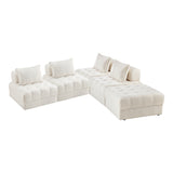 Oikiture 5 Seater Boucle Modular Sofa & Ottoman Set Armless White - Top-Down View