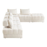 Oikiture 6 Seater Boucle Modular Sofa & Ottoman Set Armless White