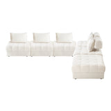 Oikiture 6 Seater Boucle Modular Sofa & Ottoman Set Armless White