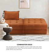 Oikiture 3 Seater Velvet Modular Sofa & Ottoman Set with Backrest Brown - Low Angle