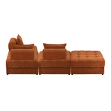 Oikiture 4 Seater Velvet Modular Sofa & Ottoman Set with Backrest Brown