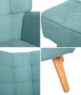 Oikiture Armchair with Footstool Fabric Blue - Top-Down View