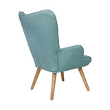 Oikiture 2x Armchair Lounge Chair Ottoman Fabric Sofa Blue