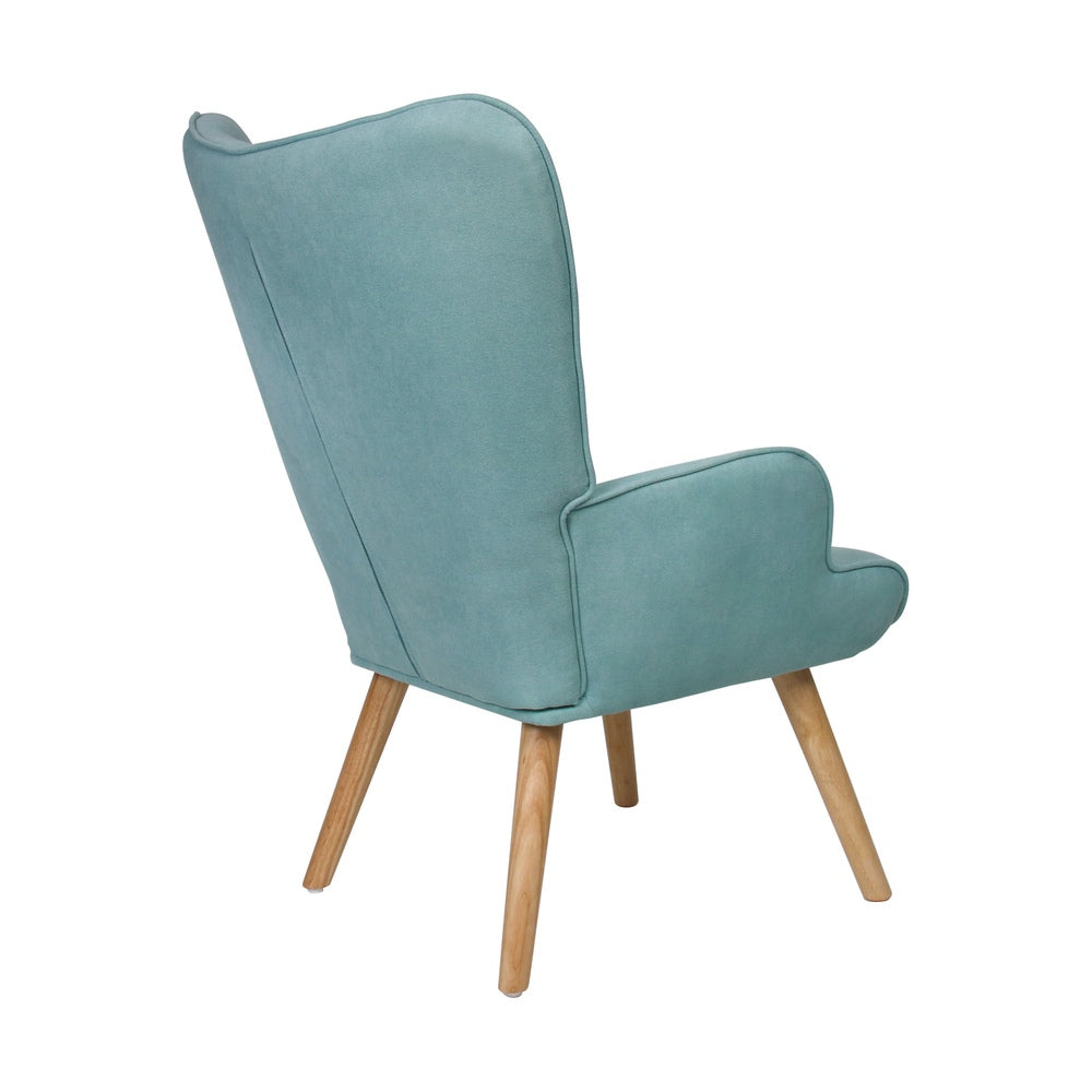Oikiture 2x Armchair Lounge Chair Ottoman Fabric Sofa Blue
