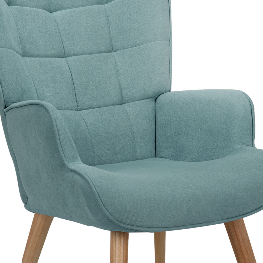 Oikiture 3x Armchair Lounge Chair Ottoman Fabric Sofa Blue