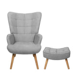 Oikiture Armchair with Footstool Fabric Grey