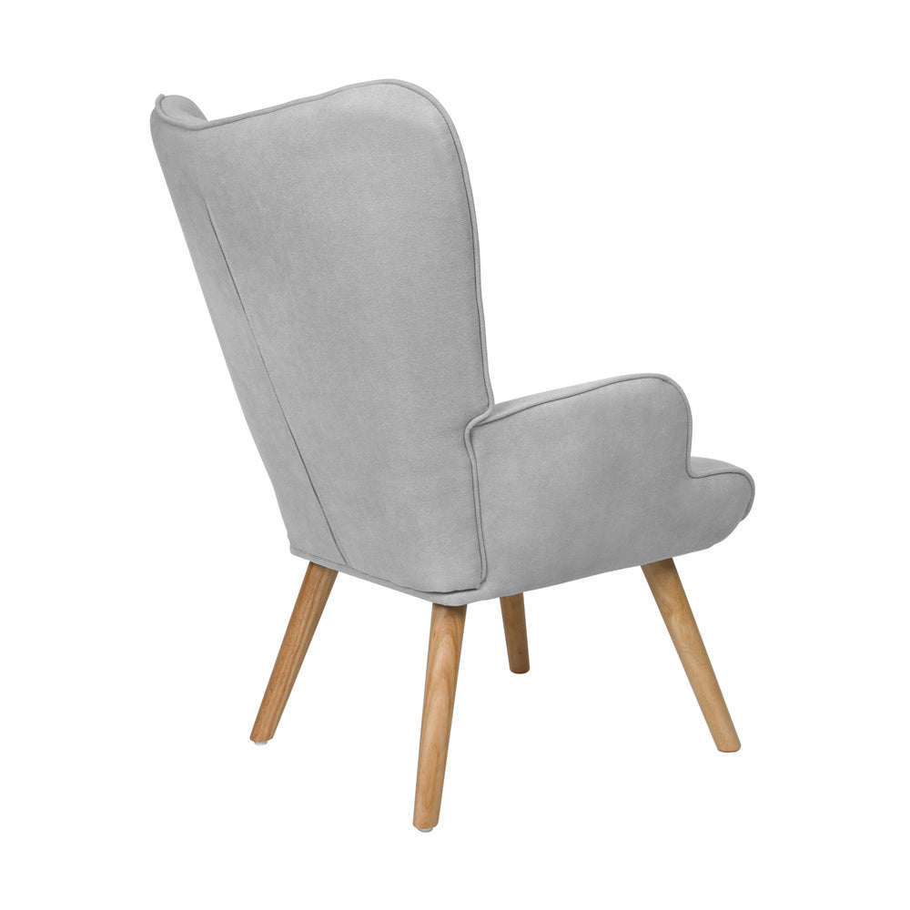 Oikiture 2x Armchair Lounge Chair Ottoman Fabric Sofa Grey