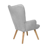 Oikiture 2x Armchair Lounge Chair Ottoman Fabric Sofa Grey - Rear View