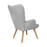 Oikiture 3x Armchair Lounge Chair Ottoman Fabric Sofa Grey