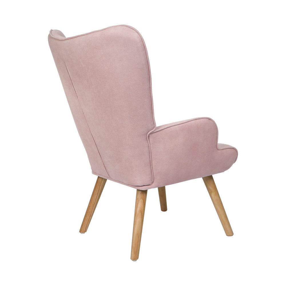 Oikiture Armchair Set Ottoman Fabric Sofa Chairs Pink
