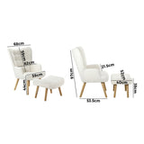 Oikiture Armchair with Footstool Sherpa White - Close-Up Angle