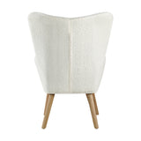 Oikiture Armchair with Footstool Sherpa White