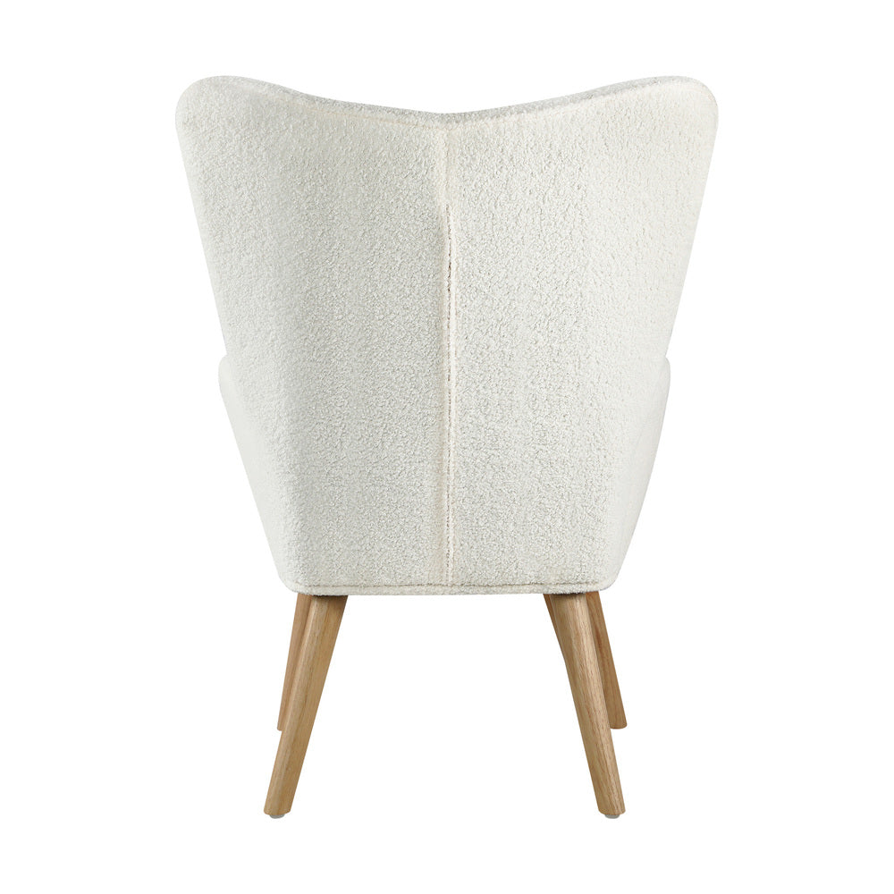 Oikiture Armchair with Footstool Sherpa White