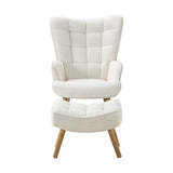Oikiture 4x Armchair Lounge Chair Ottoman Sherpa Sofa White