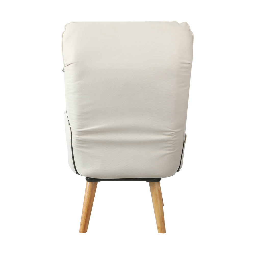 Oikiture Armchair wit Stool 360° Swivel Seat Beige