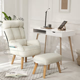Oikiture Armchair wit Stool 360? Swivel Seat Beige