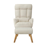 Oikiture 2x 360 Swivel Recliner Armchair Lounge with Stool Beige