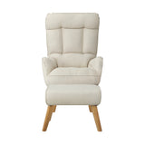 Oikiture 2x 360 Swivel Recliner Armchair Lounge with Stool Beige - Low Angle