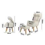 Oikiture 2x 360 Swivel Recliner Armchair Lounge with Stool Beige - Side View