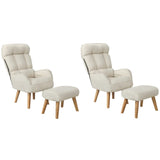Oikiture 2x 360 Swivel Recliner Armchair Lounge with Stool Beige