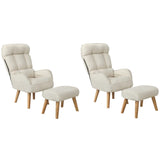 Oikiture 2x 360 Swivel Recliner Armchair Lounge with Stool Beige - Front View