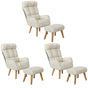 Oikiture 3x 360 Swivel Recliner Armchair Lounge with Stool Beige
