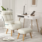 Oikiture 3x 360 Swivel Recliner Armchair Lounge with Stool Beige