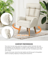 Oikiture 3x 360 Swivel Recliner Armchair Lounge with Stool Beige - Side View