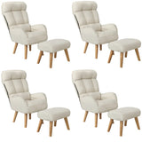 Oikiture 4x 360 Swivel Recliner Armchair Lounge with Stool Beige
