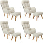 Oikiture 4x 360 Swivel Recliner Armchair Lounge with Stool Beige