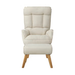 Oikiture 4x 360 Swivel Recliner Armchair Lounge with Stool Beige