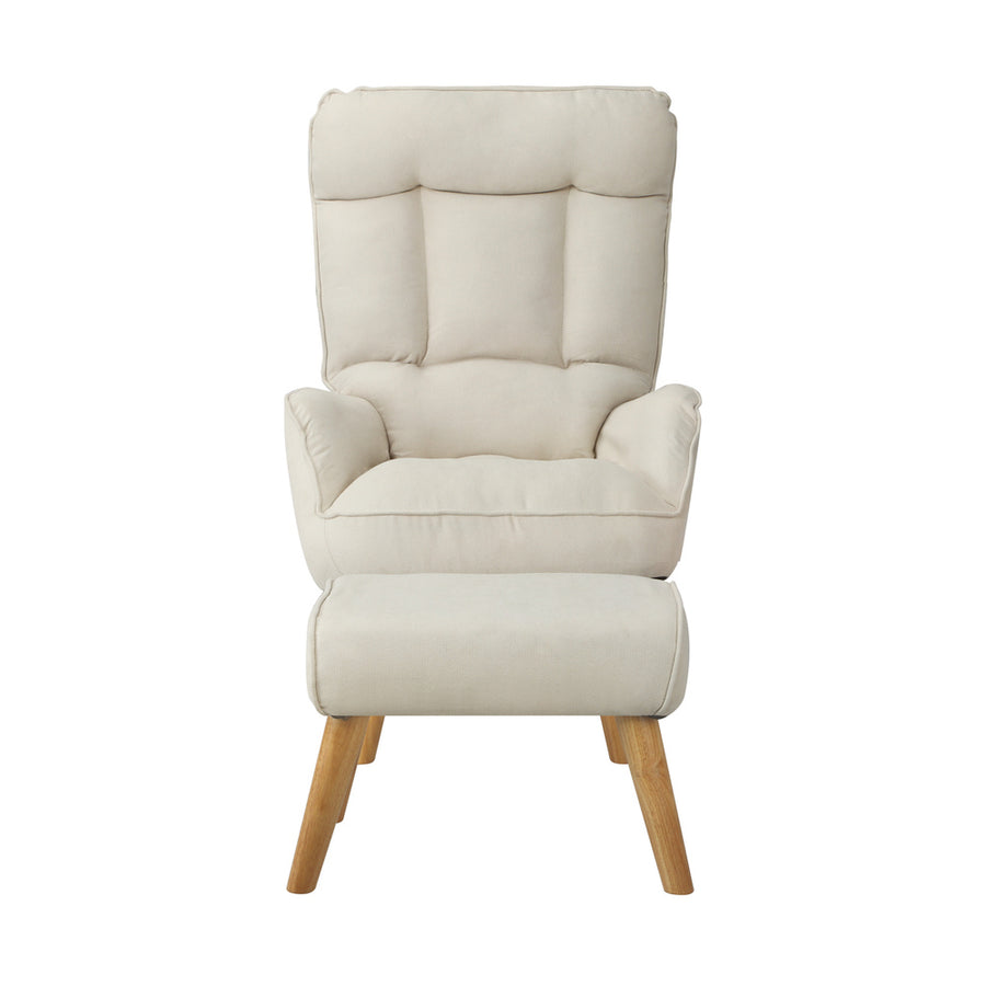 Oikiture 4x 360 Swivel Recliner Armchair Lounge with Stool Beige