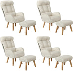 Oikiture 4x 360 Swivel Recliner Armchair Lounge with Stool Beige