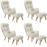 Oikiture 4x 360 Swivel Recliner Armchair Lounge with Stool Beige - Low Angle