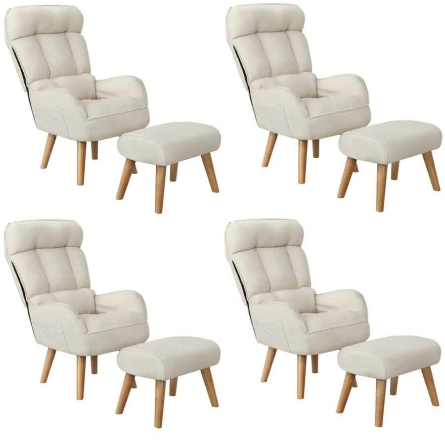 Oikiture 4x 360 Swivel Recliner Armchair Lounge with Stool Beige
