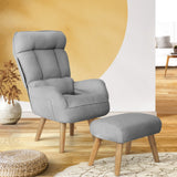 Oikiture Armchair wit Stool 360? Swivel Seat Grey