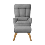 Oikiture Armchair wit Stool 360? Swivel Seat Grey, Swivel