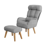 Oikiture Armchair wit Stool 360° Swivel Seat Grey - Extra Image