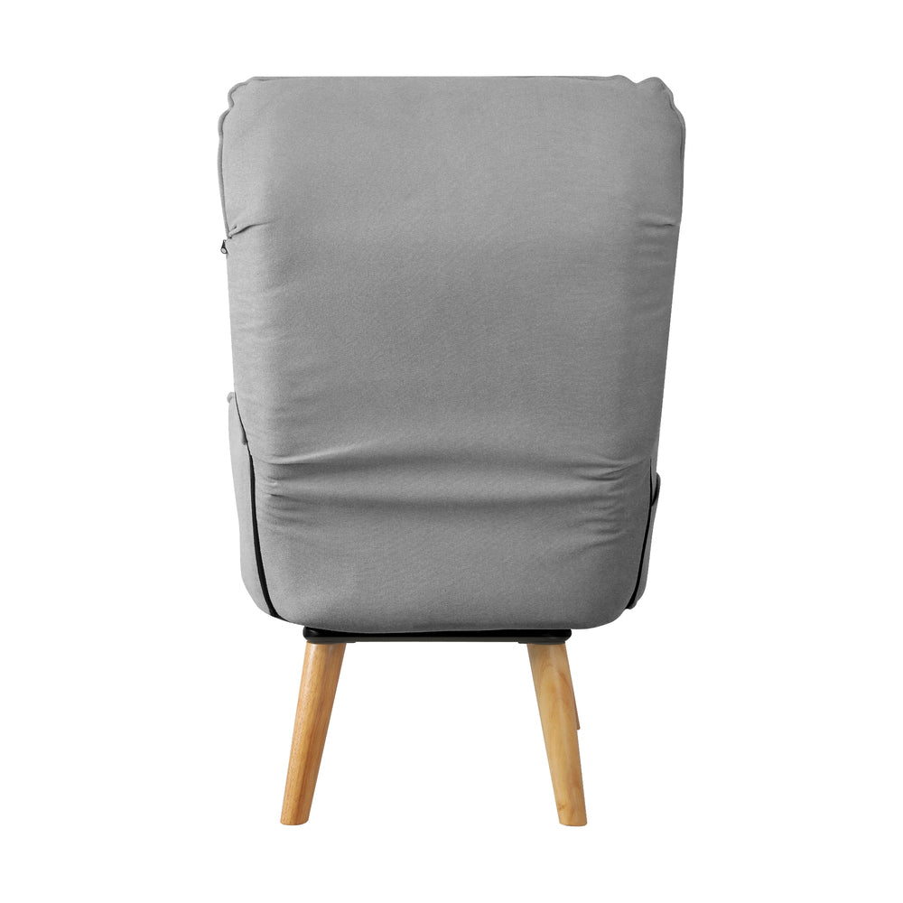 Oikiture Armchair wit Stool 360° Swivel Seat Grey