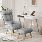 Oikiture Armchair wit Stool 360? Swivel Seat Grey, image 5