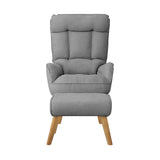Oikiture 2x 360 Swivel Recliner Armchair Lounge with Stool Grey - Close-Up Angle