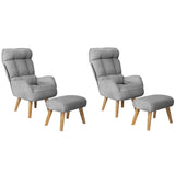 Oikiture 2x 360 Swivel Recliner Armchair Lounge with Stool Grey