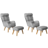 Oikiture 2x 360 Swivel Recliner Armchair Lounge with Stool Grey - Low Angle