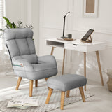 Oikiture 3x 360 Swivel Recliner Armchair Lounge with Stool Grey