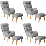 Oikiture 4x 360 Swivel Recliner Armchair Lounge with Stool Grey