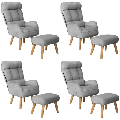 Oikiture 4x 360 Swivel Recliner Armchair Lounge with Stool Grey