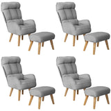 Oikiture 4x 360 Swivel Recliner Armchair Lounge with Stool Grey - Rear View